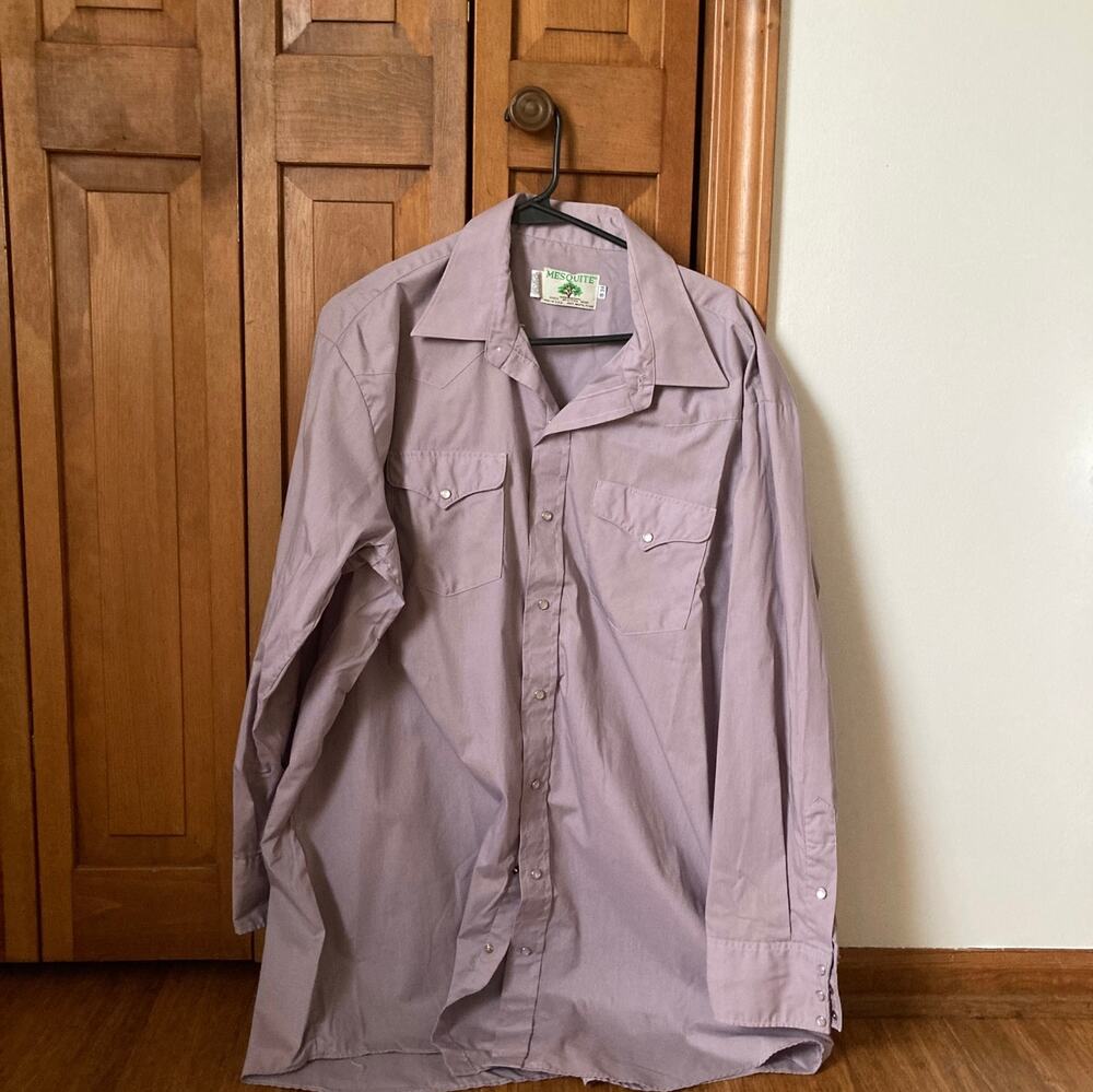 Vintage Mesquite Lavender Mens Western Shirt, Size 18/34